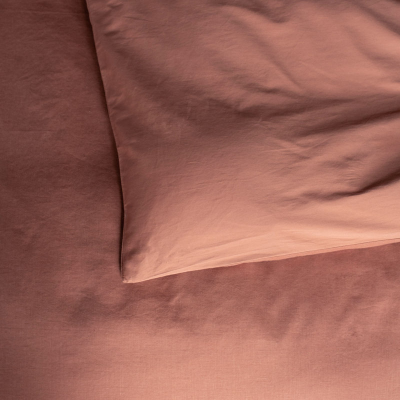 French Linen And Cotton Duvet Cover & Sham Set, Twin Duvet Cover + 1 Standard Pillow Sham, Clay