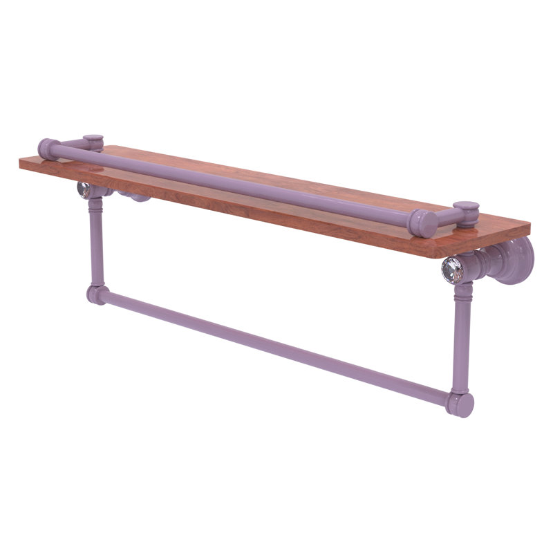 Tablette flottante en cristal Carolina avec barre à serviettes, H 7,4 po x l 22 po x P 5,54 po, Lavande
