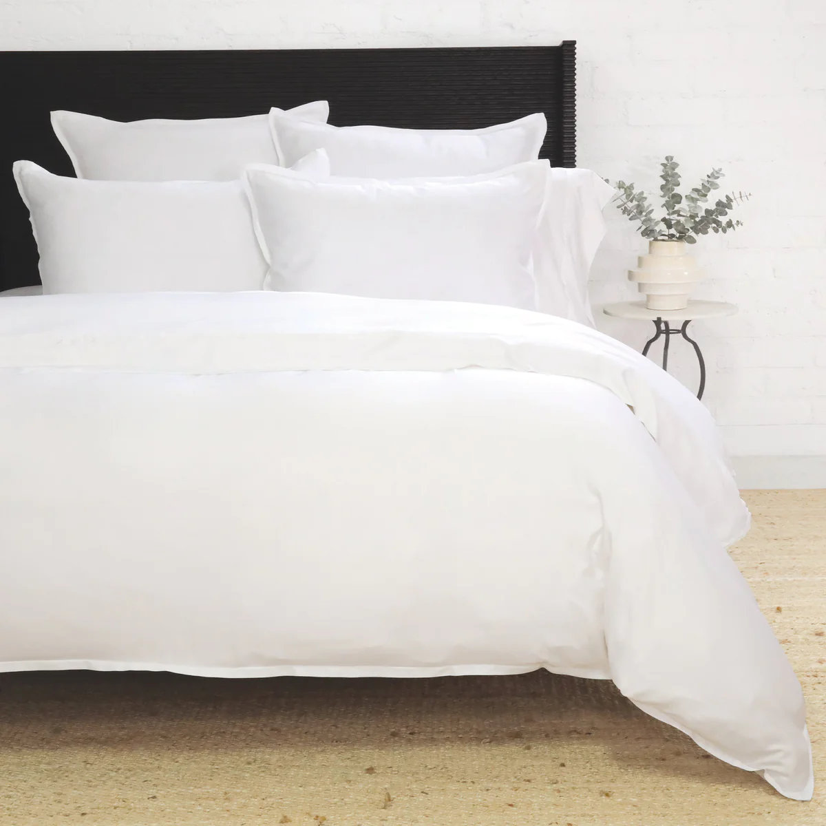 Langston Rayon Duvet Cover Set, King Duvet Cover + 2 King Shams, White/White