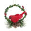 Ornement de Noël 5,5 po Cardinal vert et rouge dans une couronne de houx
