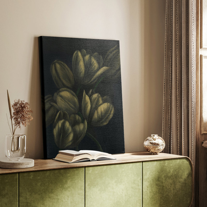 Tulipes dorées I - galerie Cavas sur mesure, H 36 po x l 24 po