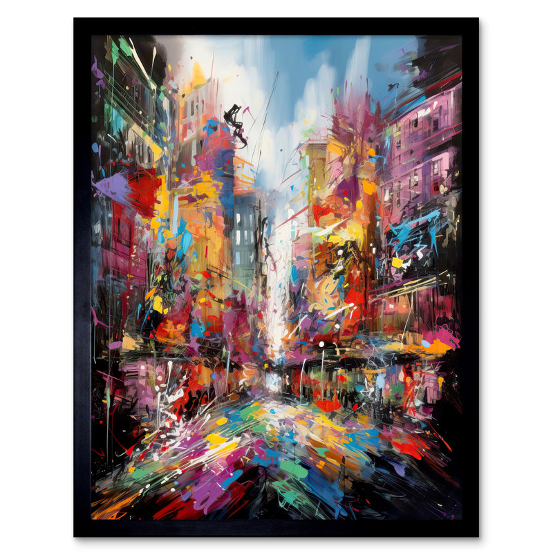 Abstract City Street Modern Vibrant Cityscape - Single Picture Frame Print