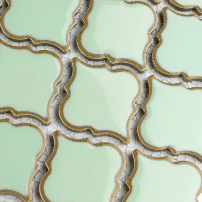 Hudson Tangier 12-3/8 " x 12-3/8 " Porcelain Mosaic Floor and Wall Tile, Light Green