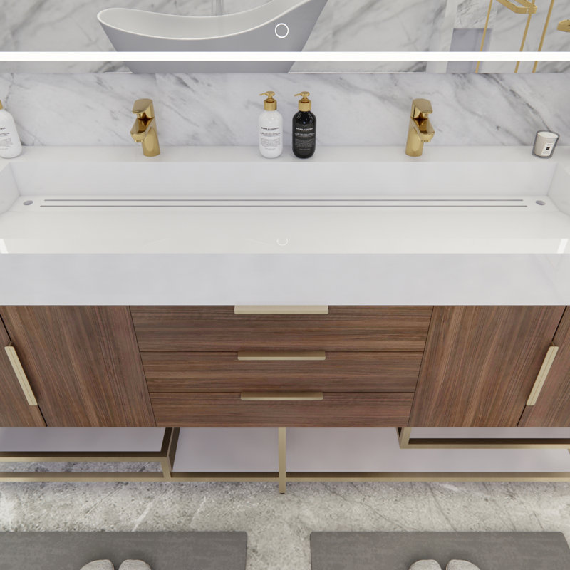 Ensemble de meuble-lavabo double 72 po Glasgow, Palissandre, Blanc
