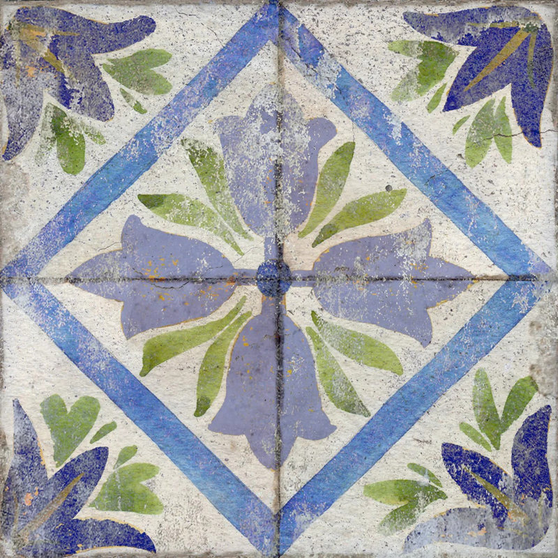 5'' W x 5'' L Vinyl Peel and Stick Mosaic Tile, Vert / beige / bleu / bleu / lavande