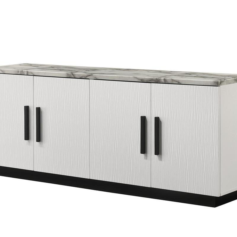 Console blanche l 63 po avec plateau en faux marbre Reine