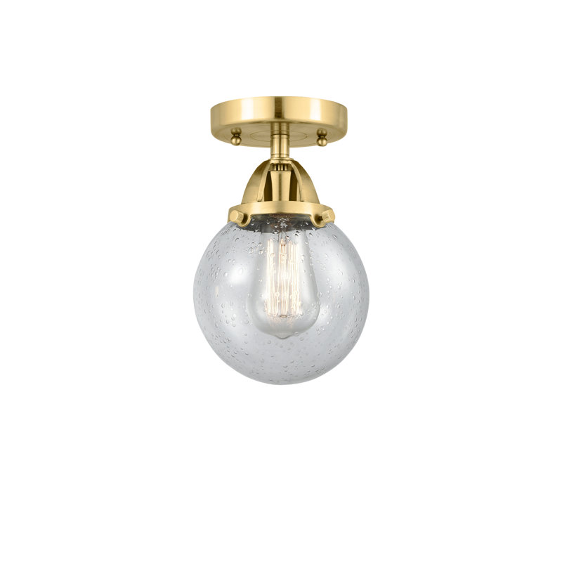 Plafonnier semi-encastré en verre Alfonsa, Ampoule non incluse, Oui, Or satiné