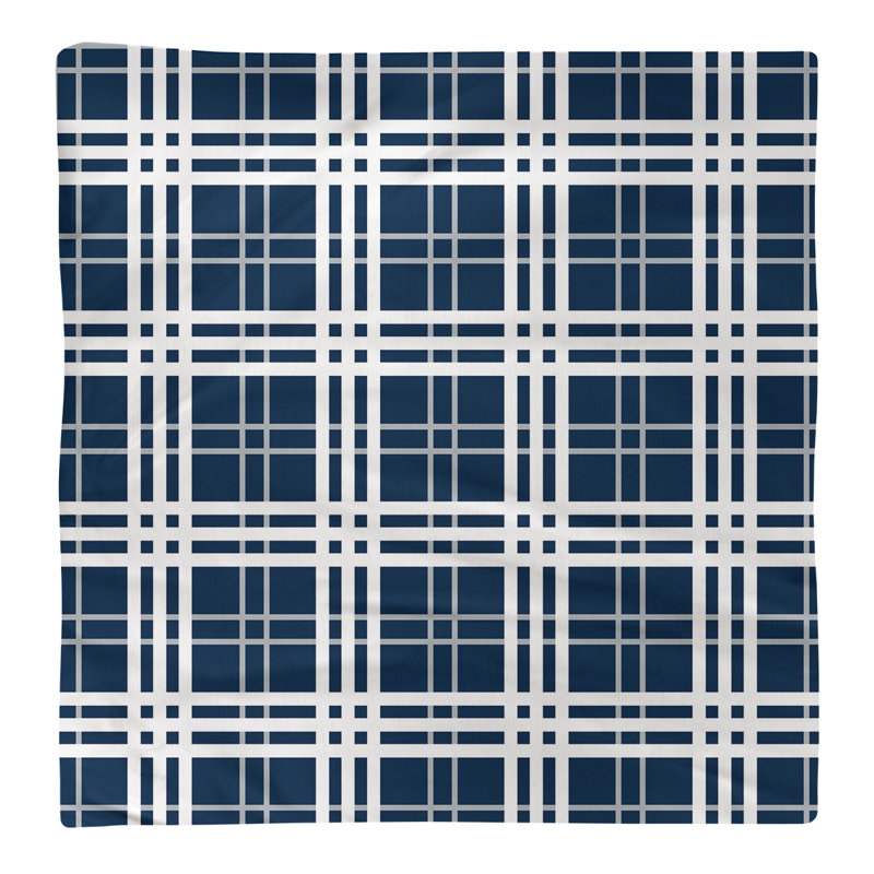 Plaid Square Napkin, Nautical Blue/New Century Silver/White, 10" x 10", Polyester