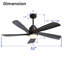 Ventilateur de plafond 52 po avec lumières DEL Damecia-1836628955