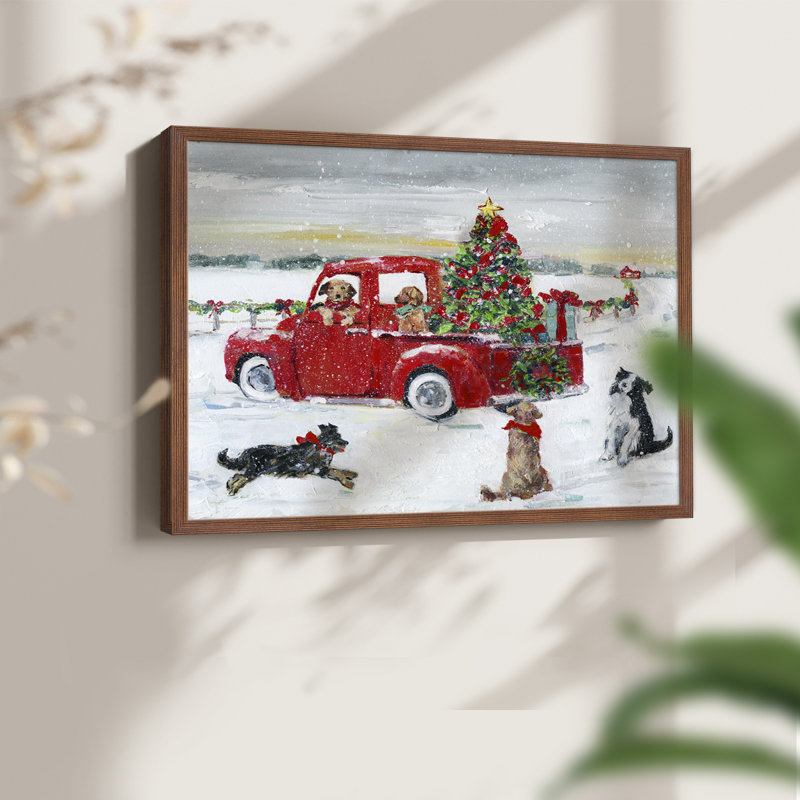 Pooches and Presents -Framed Print - Restickable, Noyer, H 11 po x l 14 po
