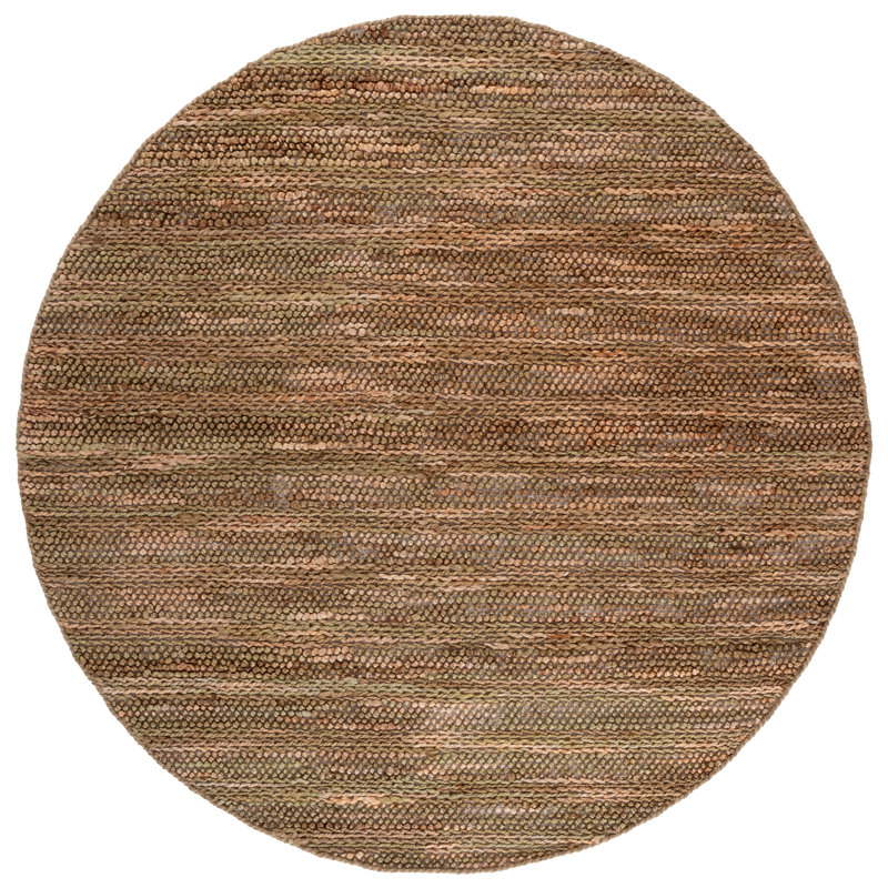 Natural Fiber Couture 101 Hand Loomed Jute/Cotton Rug in Green/Natural, Round 6'
