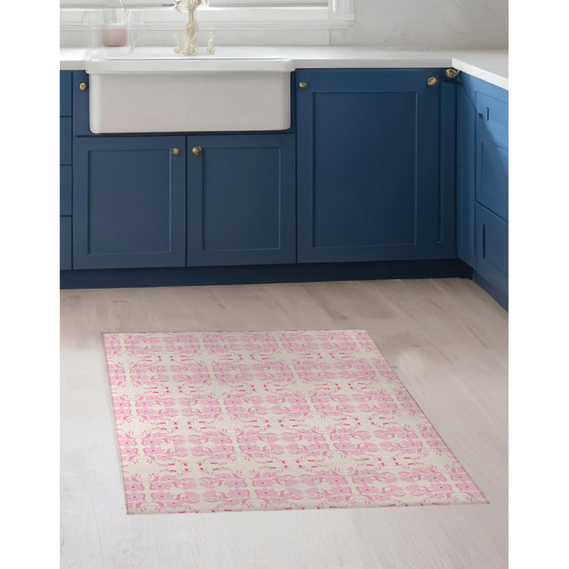 Tapis de cuisine Groovy Flowers, Rectangle 4pi x 6 pi, Rose