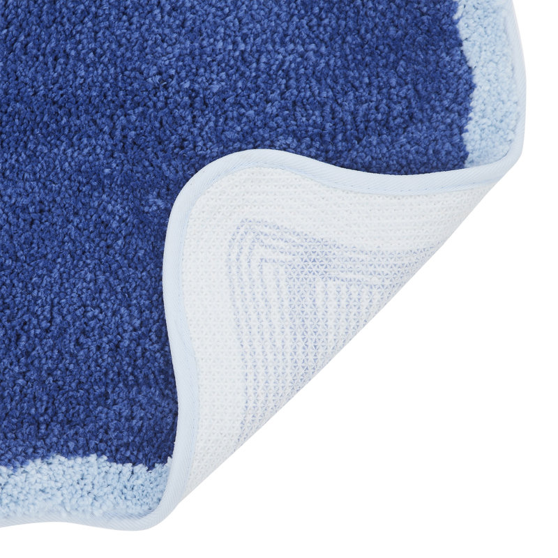  Home Blue Scalloped Tufted Bath Rug, 18" X 27"