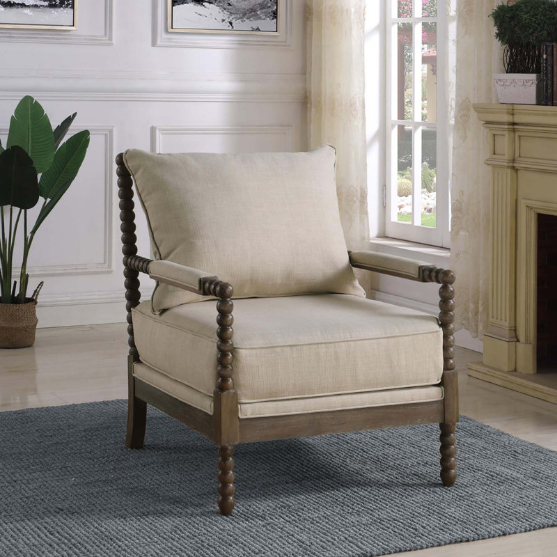 Fauteuil d'appoint à dossier amovible, Naturel, Beige