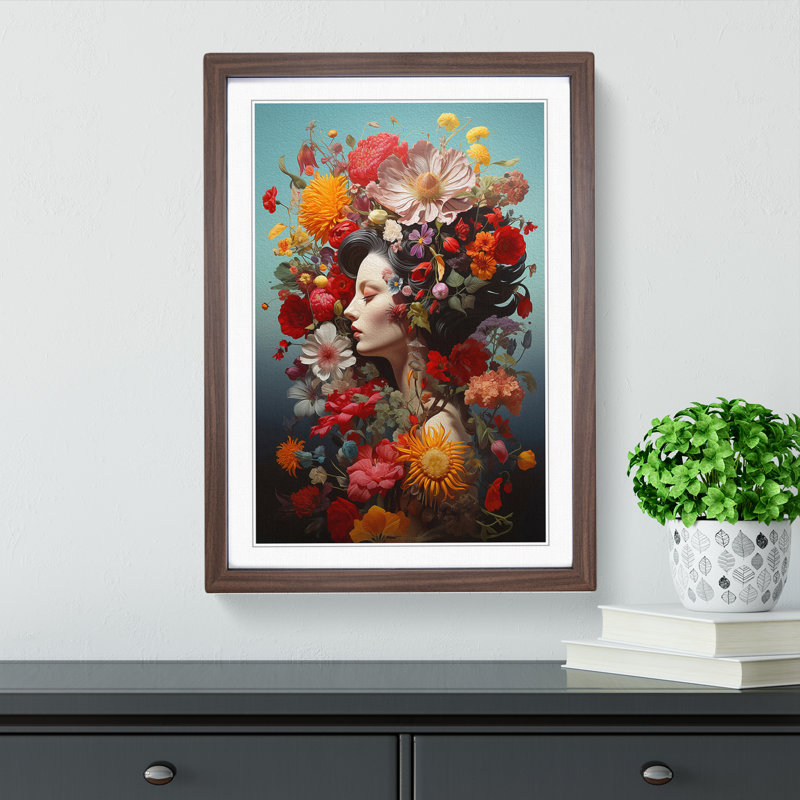 Single Picture Frame Print on Wood, 64cm H x 46cm W, Walnut Framed