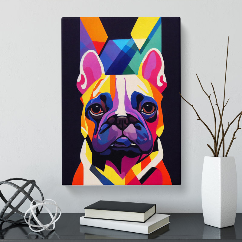 French Bulldog Modern - Wall Art, 50cm H x 35cm W x 3cm D, Wrapped Canvas, No Matte