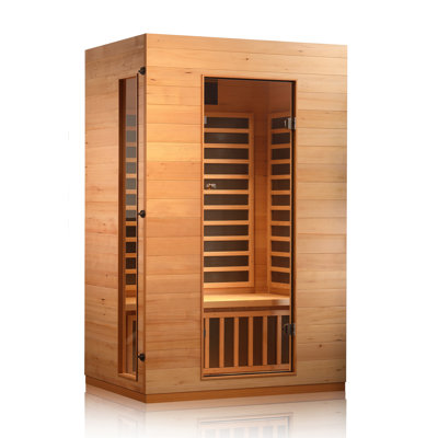 Jingliving 2 Person Indoor FAR Infrared Sauna Low EMF 5 Heaters in Hemlock