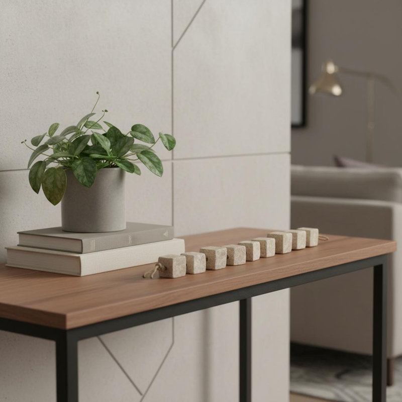 Sculpture de table cube en papier 2 po beige