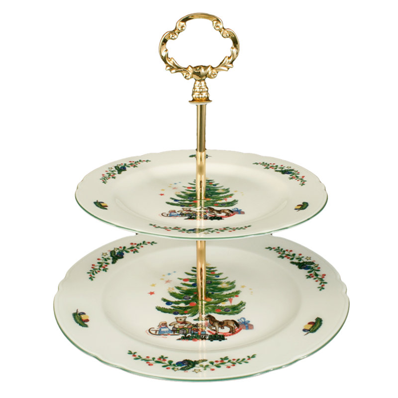 Marieluise Ivory Flowers Christmas Tiered Stand