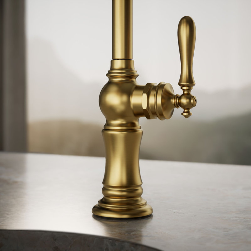 Artifacts® Single-Hole Bar Faucet with Supply Lines, Brushed Brass