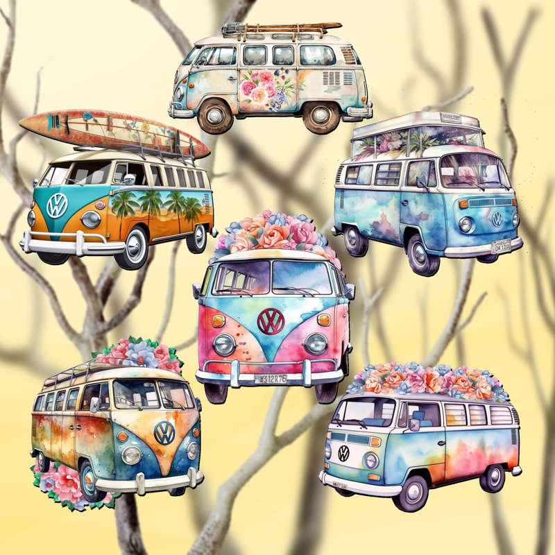 Ensemble de 6 ornements décoratifs à pince en bois de Vans Surf par Debrekht
