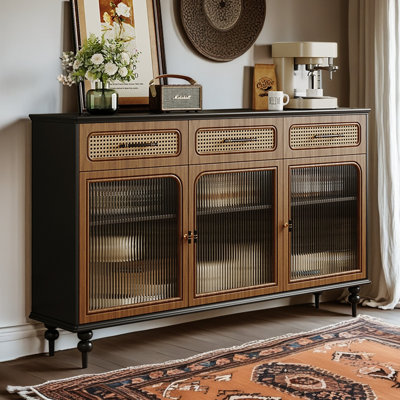 Vintage Elegant Wooden Sideboard with Glass Door by NICECABINET