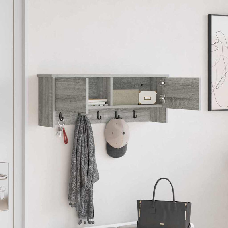 Wall-Mounted Coat Rack With Shelf 80 X 20 X 30 Cm, Grey Sonoma
