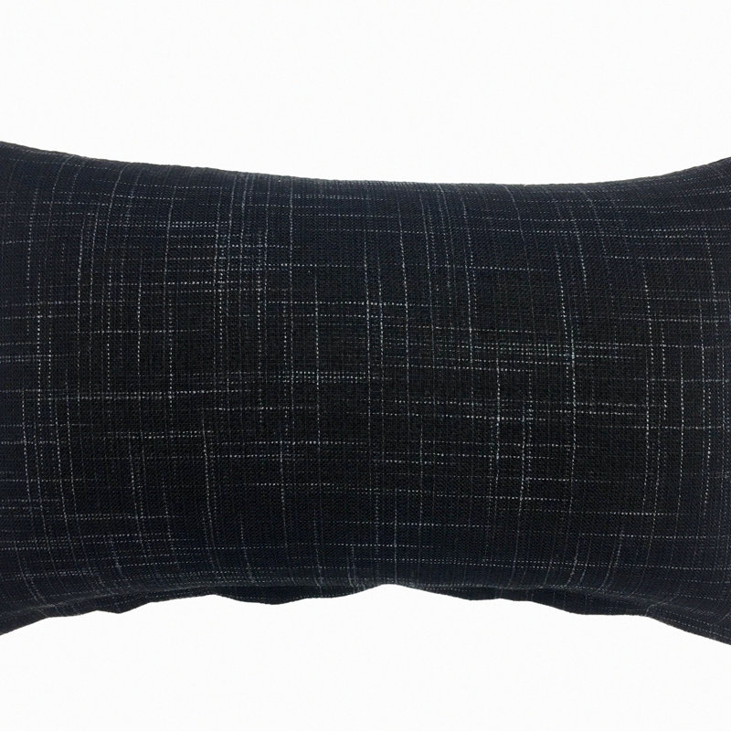 Black Lumbar Pillowcase - Decorative Throw Pillow Cover for Couch Sofa Bed - Solid Color Oblong Rectangle Cushion Case