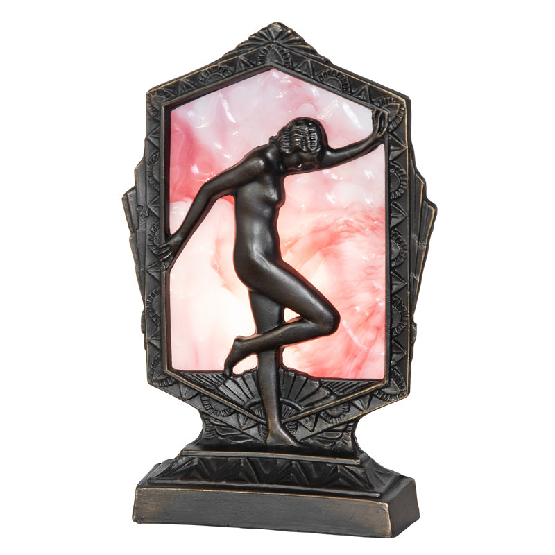 9" High Deco Posing Lady Accent Lamp, Pink/White
