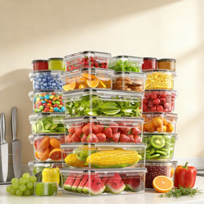 46-Piece BPA-Free Food Storage Container Set With Lids (23 Containers) - Leak Proof, Airtight Meal Prep Containers For Kitchen Organization, Includes Labels & Marker