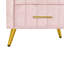 Table de chevet rose rembourrée avec 3 tiroirs et 3 pieds en métal avec pieds-1455158005