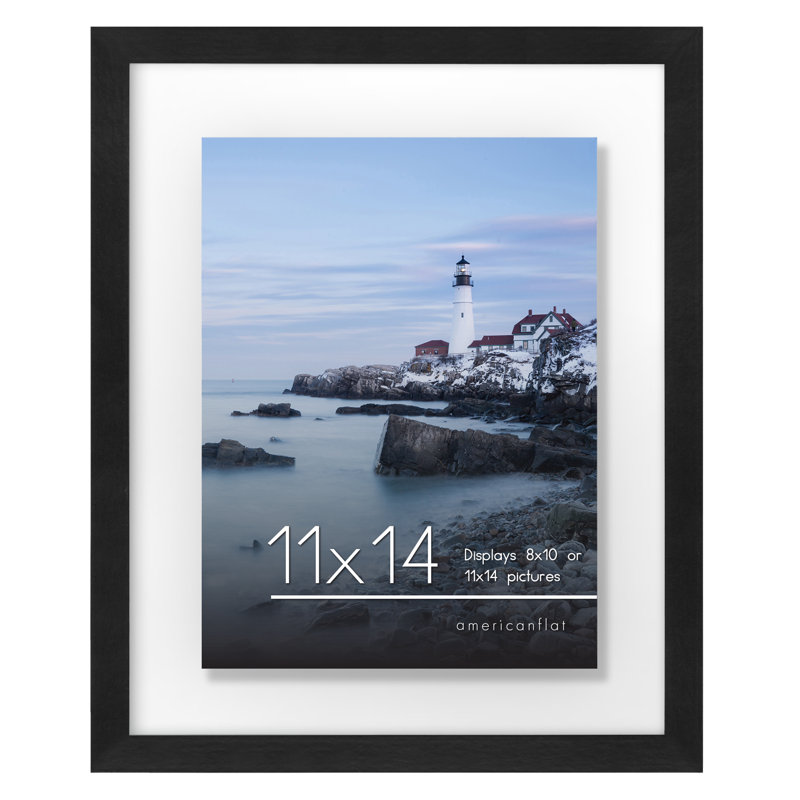 Black Engineered Wood Floating Picture Frame with Polished Glass