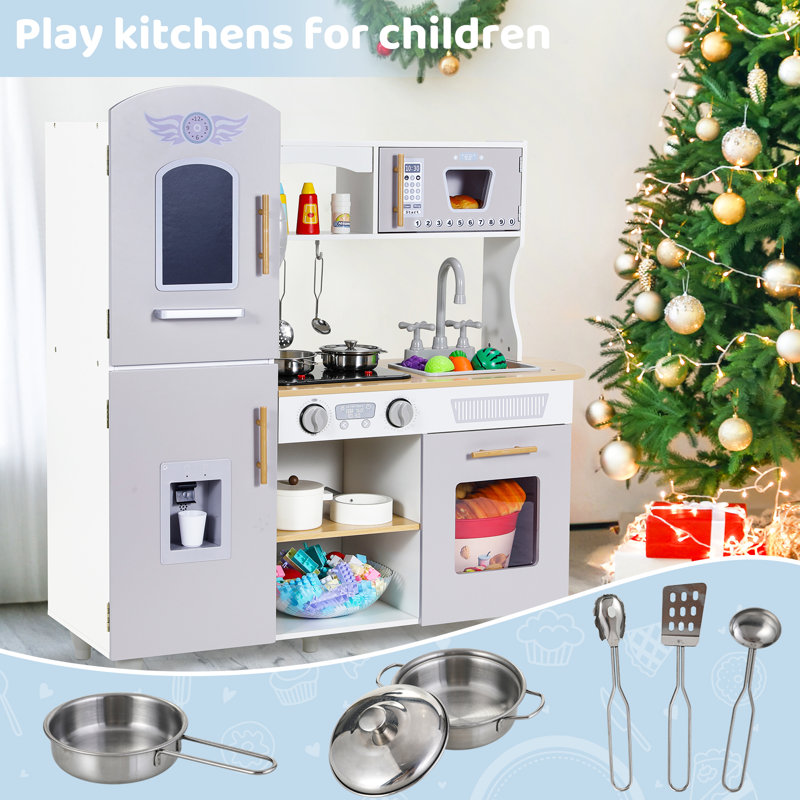 Wooden Doll Kitchen, Play Kitchen For Children, Children's Kitchen Wood With Light And Sound, Playtive Play Kitchen With Children's Kitchen Accessories, Small Kitchen, Role Play Kitchen For Children