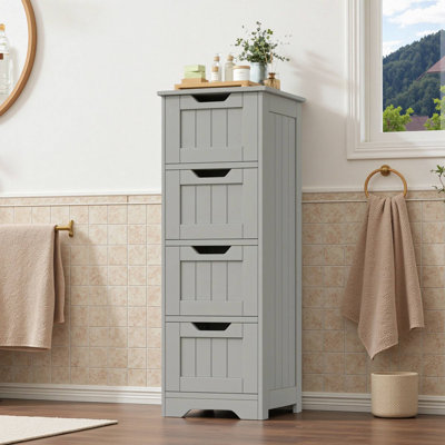 Humphery 11.8'' W x 32.5'' H x 11.8'' D 4-Drawer Free-standing Bathroom Cabinet, White