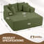 Canapé-lit 58 po en velours côtelé 58 po avec accoudoirs et 4 coussins, sans assemblage pour le salon, vert-1948167228