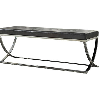 Elegant Black Bench With Finish And Covering Contemporary Ornate Surface