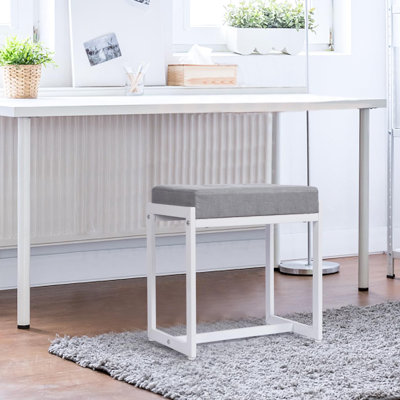 Gitel Square Linen Makeup Stool for Vanity
