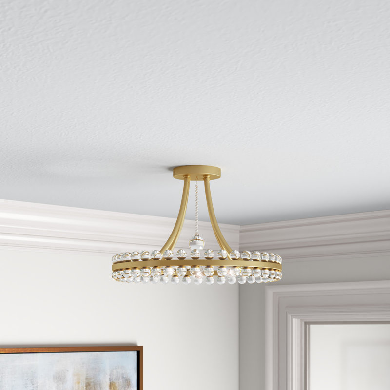 Kristine Semi Flush Mount, Aged Brass