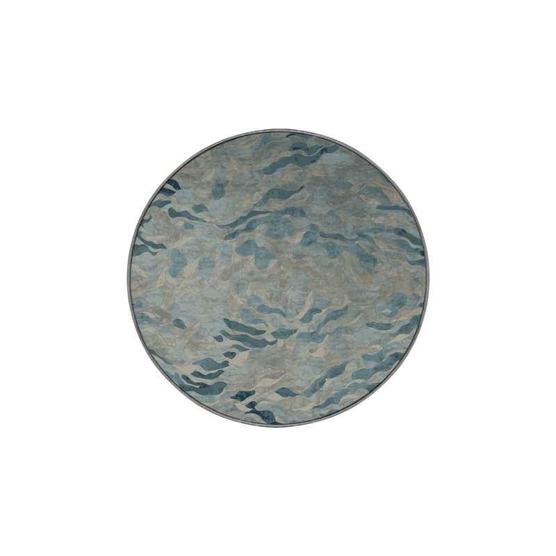 Machine Washable Gray Area Rug, Round 6'