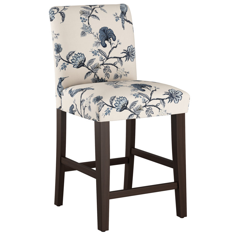 Tabouret de bar et de comptoir Hadrien, Tabouret de comptoir (siège d'une hauteur de 26 p, Lin Lin gris, Crème