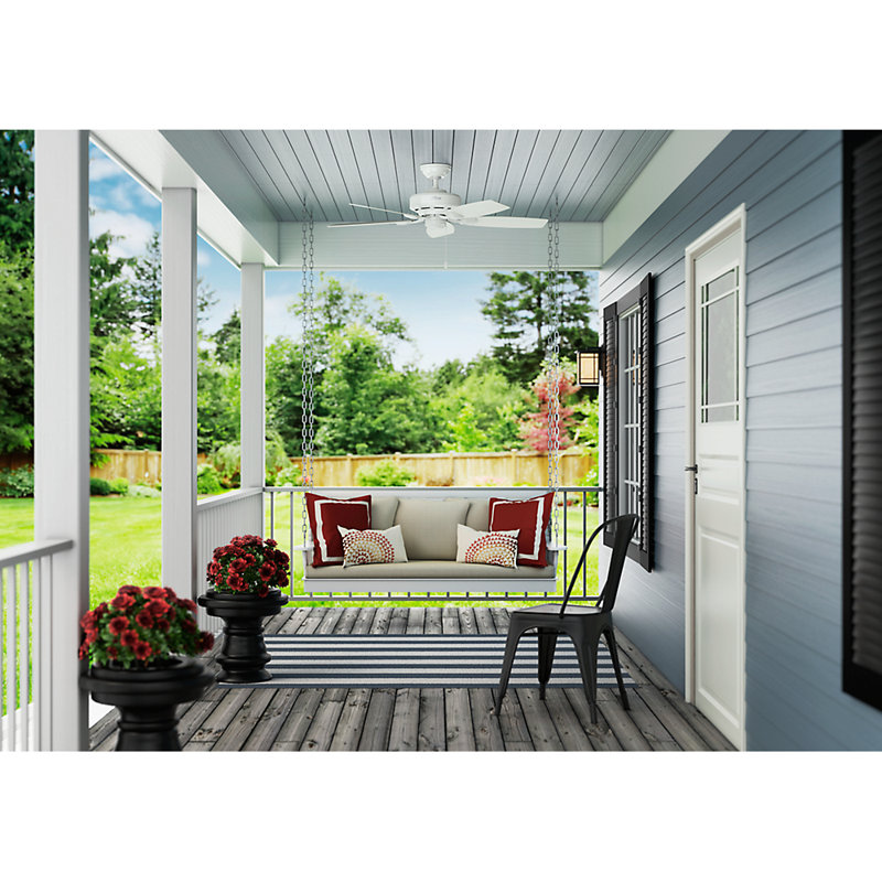 48" Sea Wind 5 - Blade Outdoor Standard Ceiling Fan with Pull Chain, White