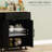 Kitchen Island With Ac Outlets & , Rolling Storage Cart, Microwave Stand Towel Spice Rack, Black And Ports, Cart