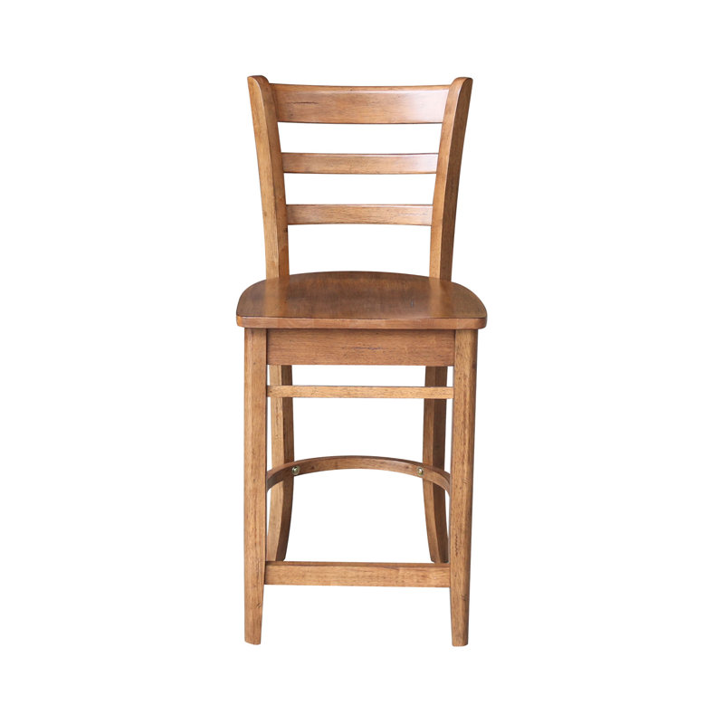 Marasco Solid Wood Counter Stool, Distressed Oak/ Distressed Oak Frame