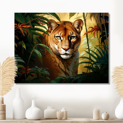 Cougar dans la jungle - art mural animal léopard / guépard