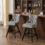 Ensemble de 2 tabourets de bar, tabourets pivotants en velours avec dossier capitonné et pieds en bois, garniture cloutée chromée-128130643