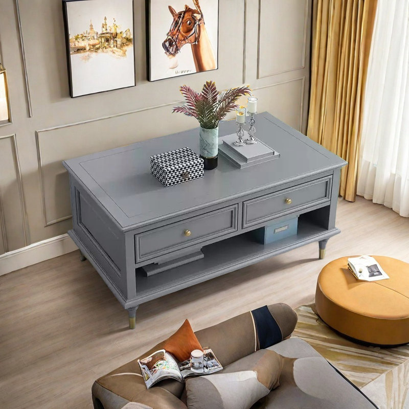 Eco-painted waterproof coffee table, Gray, 19.29" H x 51.18" L x 26.77" W