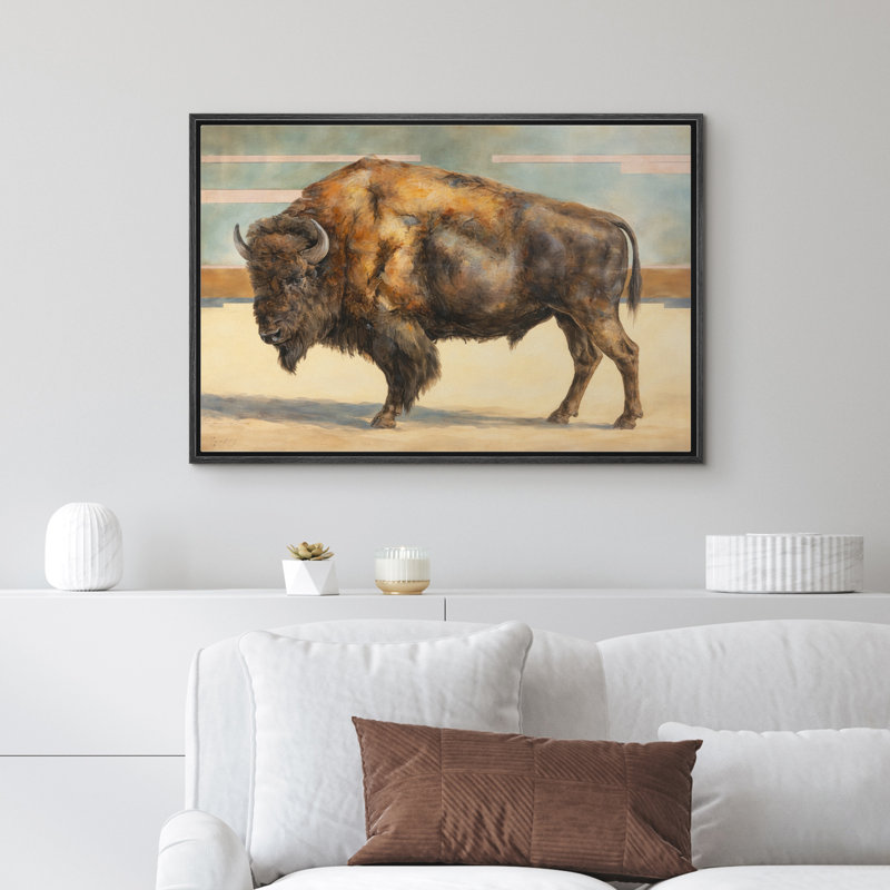 «Rustic American Bison Wildlife Western Prairie Animal Art», reproduction d'art sur toile encadrée dans la chambre principale