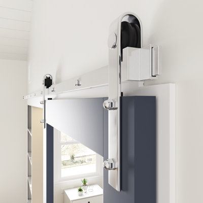 Stainless Standard Single Track Barn Door Hardware Kit