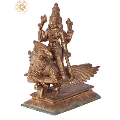 Lord Perumal 6 "assis sur Garuda | Madhuchista Vidhana (cire perdue) | Bronze Panchaloha de Swamimalai