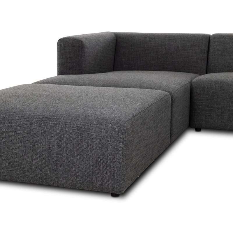 Lawndale 3PC LAF Sectional W/ Ottoman-Saxon Charcoal, Left Hand Facing, Saxon Charcoal Polyester Blend